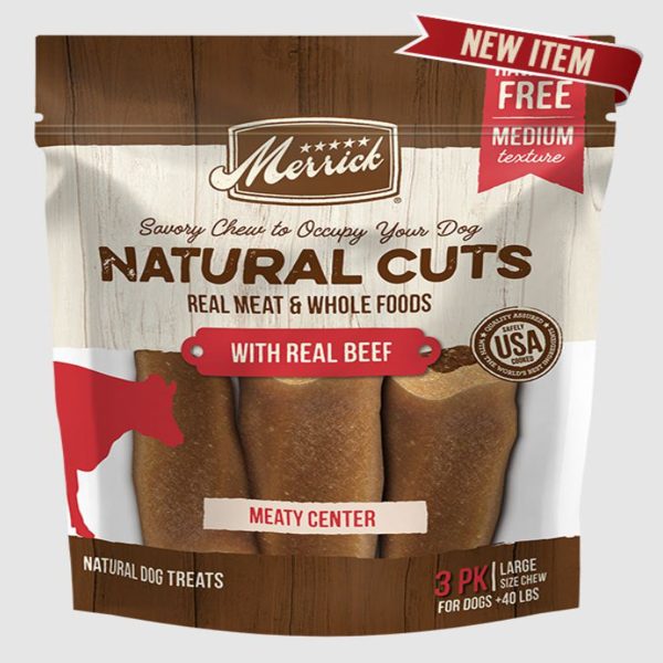 Merrick Dog Natural Cut Beef Large Chew 3 Count For Sale