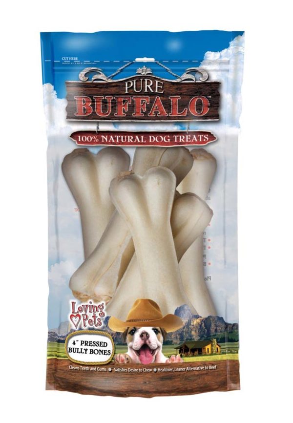 Loving Pets Pure Buffalo Pressed Bully Bones Dog Treat 1ea 5 pk, 4 in on Sale